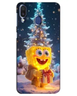 Чехол для Samsung Galaxy M20 (M205) с картинкой «Рождественский Спанч Боб»
