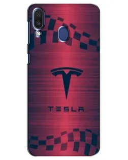 Чехол для Samsung Galaxy M20 (M205) с картинкой «Тесла красный карбон»