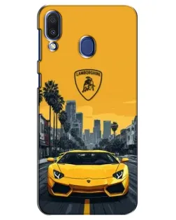 Чохол для Samsung Galaxy M20 (M205) з картинкою «Жовтий Lamborghini місто»