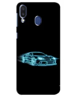 Чохол для Samsung Galaxy M20 (M205) з картинкою «Неоновий контур Lamborghini»