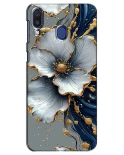 Чехол для Samsung Galaxy M20 (M205) с картинкой «Белый цветок и золотой флюид»