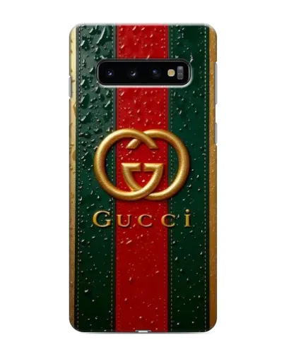 Чехол для Samsung Galaxy s10 Plus с картинкой «Gucci — фирменная полоса и золото» Чехол для Samsung Galaxy s10 Plus с картинкой «Gucci — фирменная полоса и золото»
