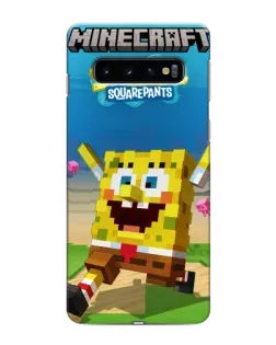 Чехол для Samsung Galaxy s10 Plus с картинкой «Губка Боб Minecraft»