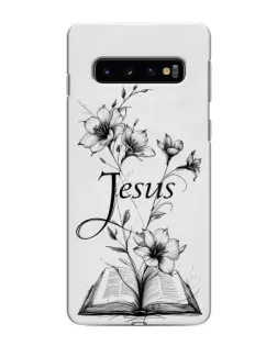 Чехол для Samsung Galaxy s10 Plus с картинкой «Цветы и Библия»