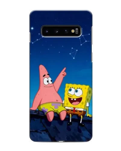 Чохол для Samsung Galaxy s10 Plus з картинкою «Губка Боб та Патрік вночі»