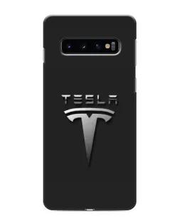 Чехол для Samsung Galaxy s10 Plus с картинкой «Стальной логотип Tesla»