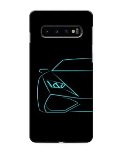 Чохол для Samsung Galaxy s10 Plus з картинкою «Блакитний силует Lamborghini»