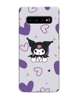 Чехол для Samsung Galaxy S10 с картинкой «Kuromi и лавандовые сердца»