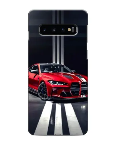 Чехол для Samsung Galaxy S10 с картинкой «Красная BMW на дороге»