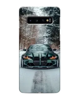 Чехол для Samsung Galaxy S10 с картинкой «BMW в зимнем лесу»