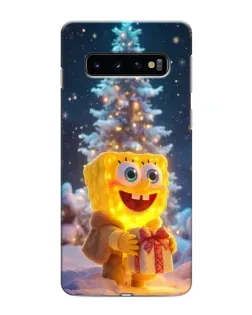 Чехол для Samsung Galaxy S10 с картинкой «Рождественский Спанч Боб»