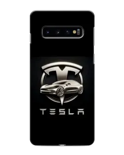 Чехол для Samsung Galaxy S10 с картинкой «Tesla — серебристое авто»