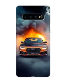 Чехол для Samsung Galaxy S10 с картинкой «Audi в огненном дыму»