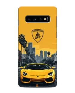 Чехол для Samsung Galaxy S10 с картинкой «Желтый Lamborghini город»