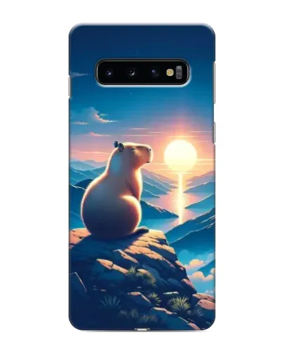 Чехол для Samsung Galaxy S10 с картинкой «Закат солнца с капибарой»