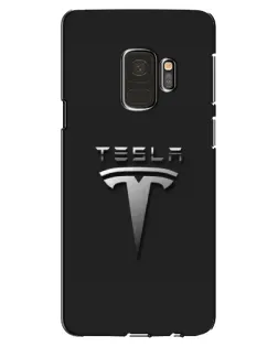Чехол для Samsung Galaxy S9 (G960) с картинкой «Стальной логотип Tesla»