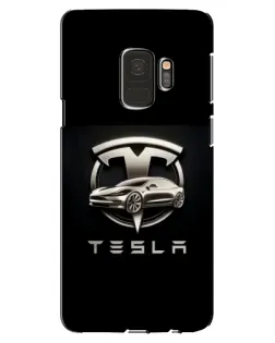 Чехол для Samsung Galaxy S9 (G960) с картинкой «Tesla — серебристое авто»