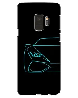 Чехол для Samsung Galaxy S9 (G960) с картинкой «Голубой силуэт Lamborghini»