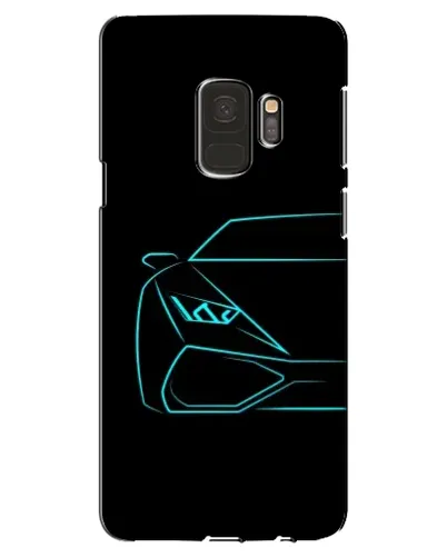 Чехол для Samsung Galaxy S9 (G960) с картинкой «Голубой силуэт Lamborghini»