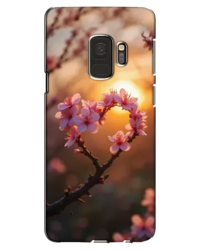 Чехол для Samsung Galaxy S9 (G960) с картинкой «Розовый цвет сердце на фоне заката»