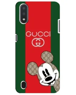 Чехол для Samsung Galaxy M01 Core (A013F) с картинкой «Gucci — полосы и Микки»