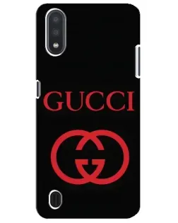 Чехол для Samsung Galaxy M01 Core (A013F) с картинкой «Gucci — красный логотип»