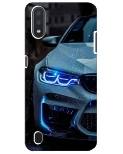 Чехол для Samsung Galaxy M01 Core (A013F) с картинкой «Взгляд BMW с синими фарами»