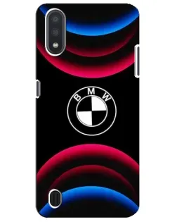 Чехол для Samsung Galaxy M01 Core (A013F) с картинкой «Логотип BMW и неоновые дуги»