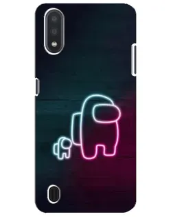 Чехол для Samsung Galaxy M01 Core (A013F) с картинкой «Among Us неон-арт»