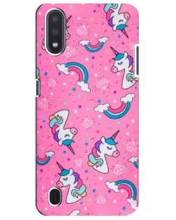 Чехол для Samsung Galaxy M01 Core (A013F) с картинкой «Unicorn паттерн розовый»