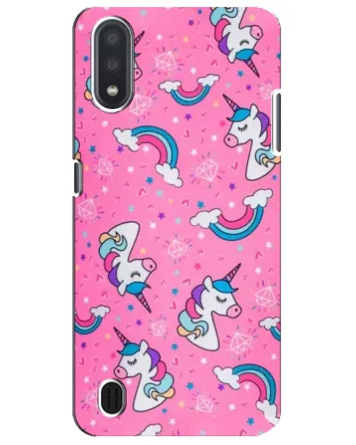 Чехол для Samsung Galaxy M01 Core (A013F) с картинкой «Unicorn паттерн розовый»