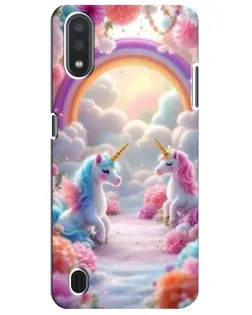 Чехол для Samsung Galaxy M01 Core (A013F) с картинкой «Радуга и единороги»