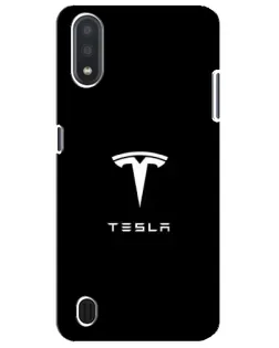 Чехол для Samsung Galaxy M01 Core (A013F) с картинкой «Tesla White Logo»