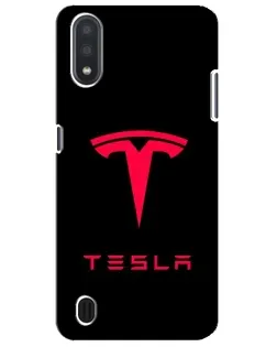 Чехол для Samsung Galaxy M01 Core (A013F) с картинкой «Tesla Red Logo»