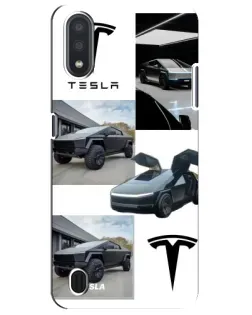 Чехол для Samsung Galaxy M01 Core (A013F) с картинкой «Коллаж Cybertruck Tesla»