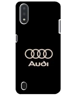 Чехол для Samsung Galaxy M01 Core (A013F) с картинкой «Audi — золотой логотип»