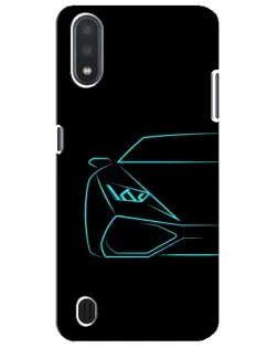 Чехол для Samsung Galaxy M01 Core (A013F) с картинкой «Голубой силуэт Lamborghini»