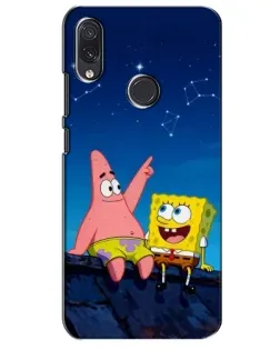 Чехол для Samsung Galaxy M01s с картинкой «Губка Боб и Патрик ночью»