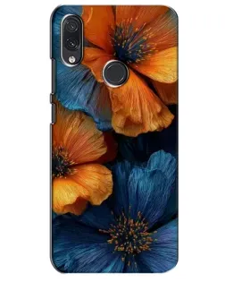 Чехол для Samsung Galaxy M01s с картинкой «Яркая сине-оранжевая флора»
