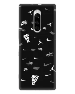 Чехол для Sony Xperia 1 с картинкой «Nike Black Pattern»