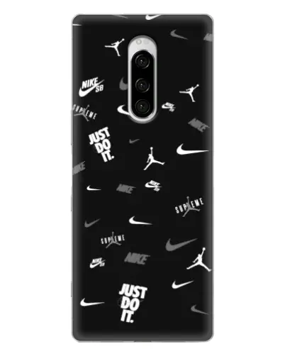 Чехол для Sony Xperia 1 с картинкой «Nike Black Pattern» Чехол для Sony Xperia 1 с картинкой «Nike Black Pattern»