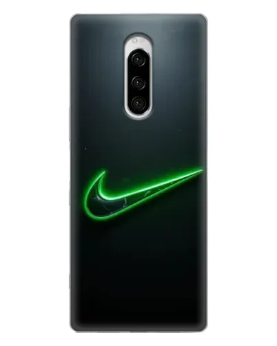 Чехол для Sony Xperia 1 с картинкой «Неоновый контур Nike»