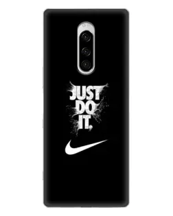 Чехол для Sony Xperia 1 с картинкой «Текстовый принт Nike»