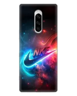 Чехол для Sony Xperia 1 с картинкой «Огненный логотип Nike»
