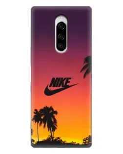 Чехол для Sony Xperia 1 с картинкой «Nike на закате солнца»