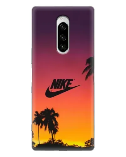 Чехол для Sony Xperia 1 с картинкой «Nike на закате солнца»
