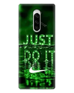 Чехол для Sony Xperia 1 с картинкой «Зеленый неоновый Nike»