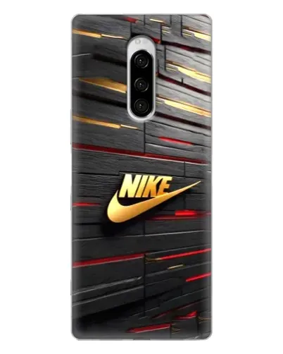 Чехол для Sony Xperia 1 с картинкой «Золотой Nike на металле»