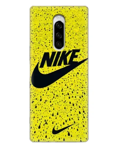 Чехол для Sony Xperia 1 с картинкой «Желтый текстурный Nike»