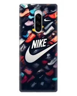 Чехол для Sony Xperia 1 с картинкой «Коллекция кроссовок Nike»